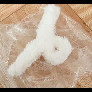 White Fur Claw Clip